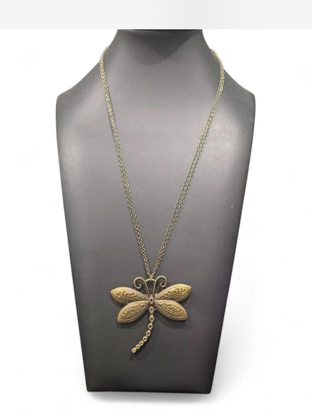 Antique bronze-Tone Dragonfly Pendant Necklace